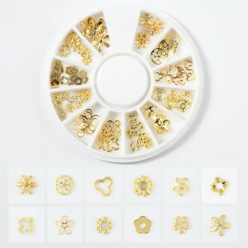 1 Jar Gold White Snowflake Christmas Nail Glitter Sequins 3D Snowflake Xmas Nail Winter DIY Decals Charms Nail Accessories Parts