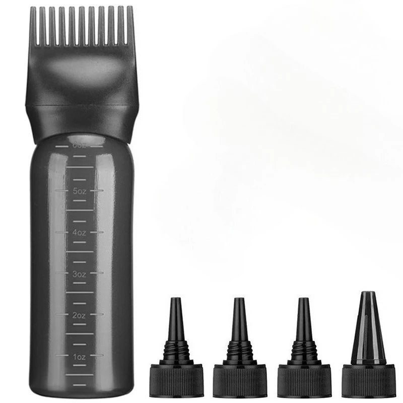 WANMEI Hair Oil Application Bottle 1pcs Hair Oil Applicator Bottle with 4pcs Pointed Mouth Cover for All Hair Types, Plastic Hai
