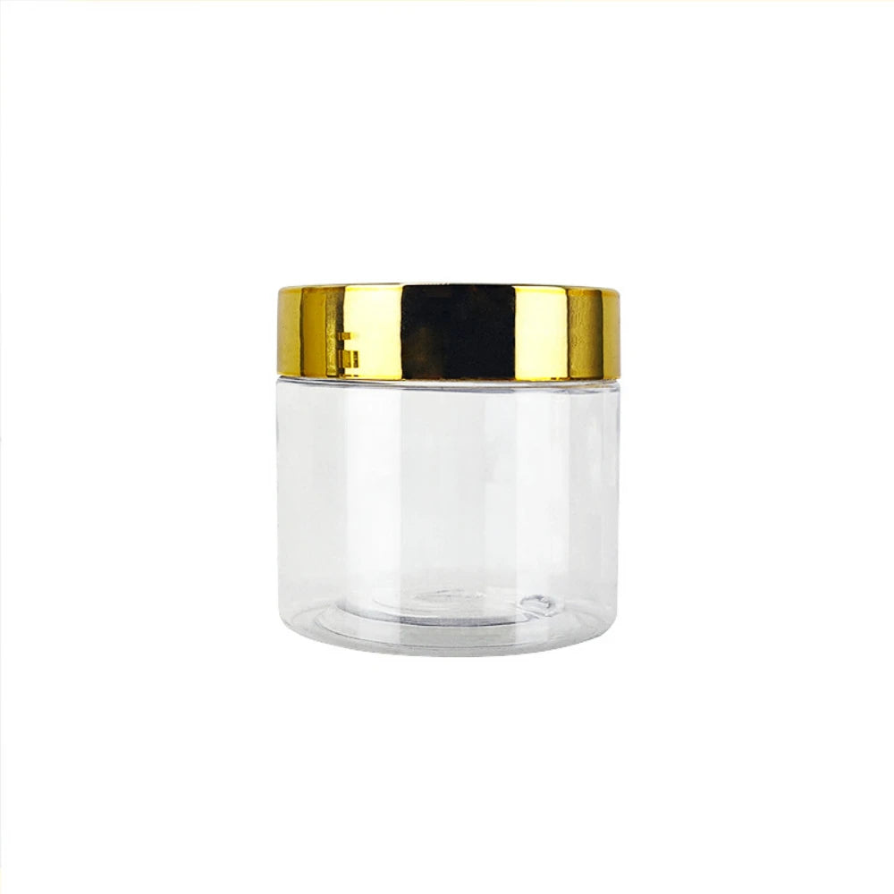 20pcs/lot 30/50/60/80mlStorage Jars With Gold Lids Round Canister Empty Plastic Cosmetic Jars Food Travel Bottle Pot
