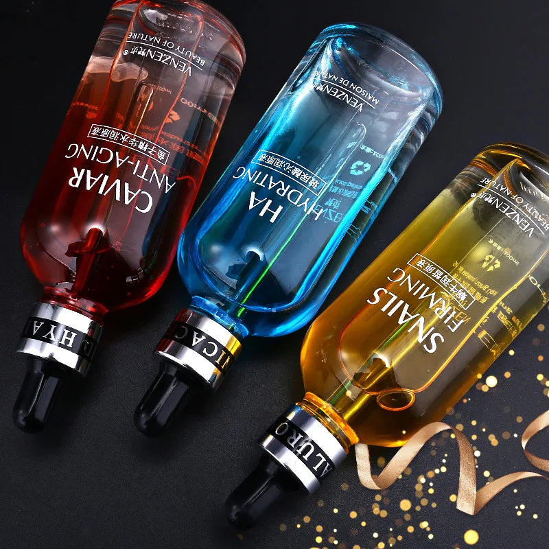 Snail Caviar Hyaluronic Acid Facial Serum Beauty Essence Firming Hydrating Brightening Moisturizing Face Serum Skin Care