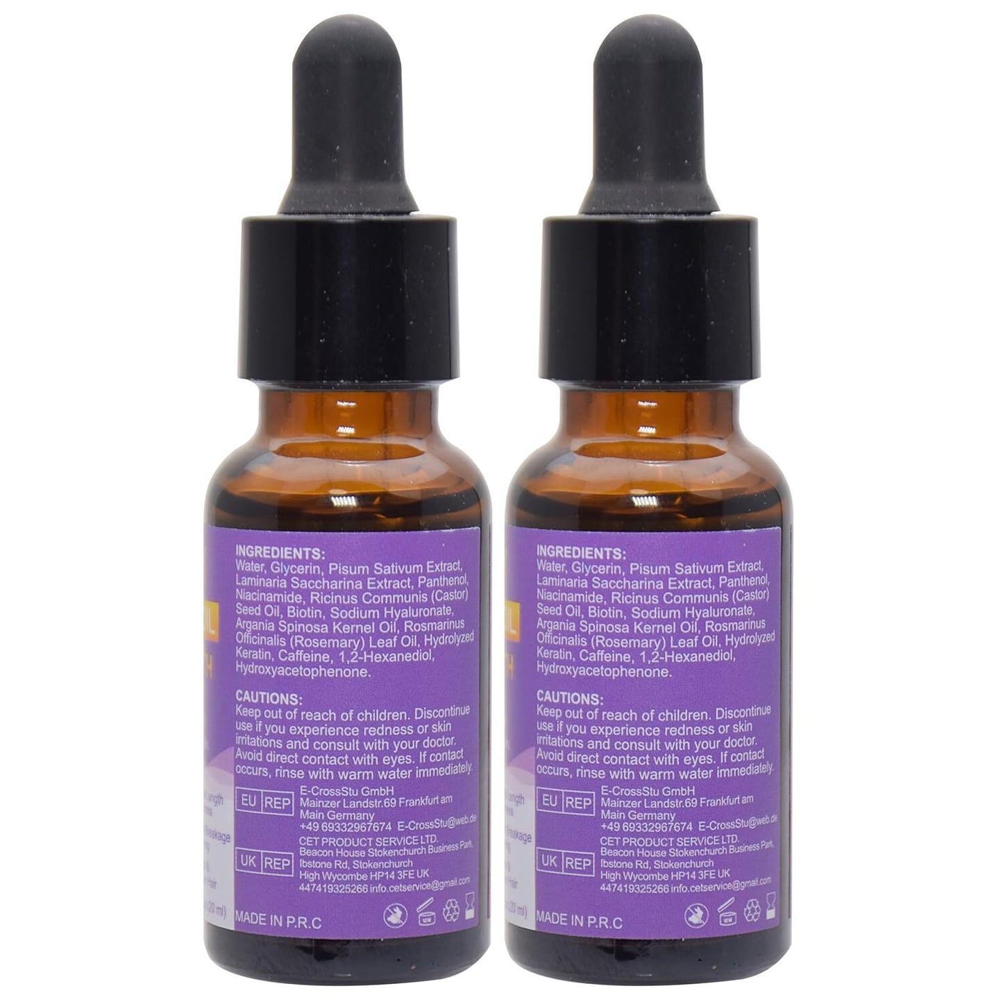Rosemary Hair Growth Serum 2 Pack with Scalp Massager - Biotin, Argan Oil