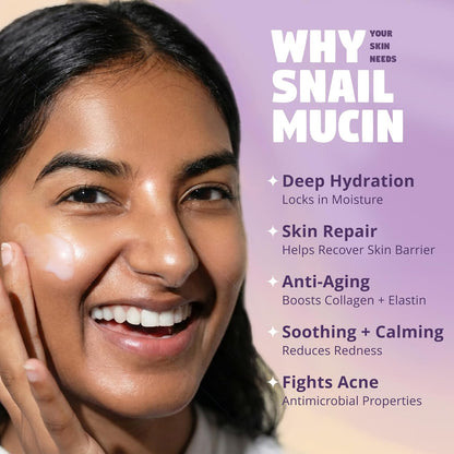 Moon Milk Snail Mucin Moisturizer Gel Cream (3.52 Oz) Korean Snail Mucin Serum Cream That Replenishes Moisture & Leaves Skin Brighter, Plumper, Soothed & Smooth