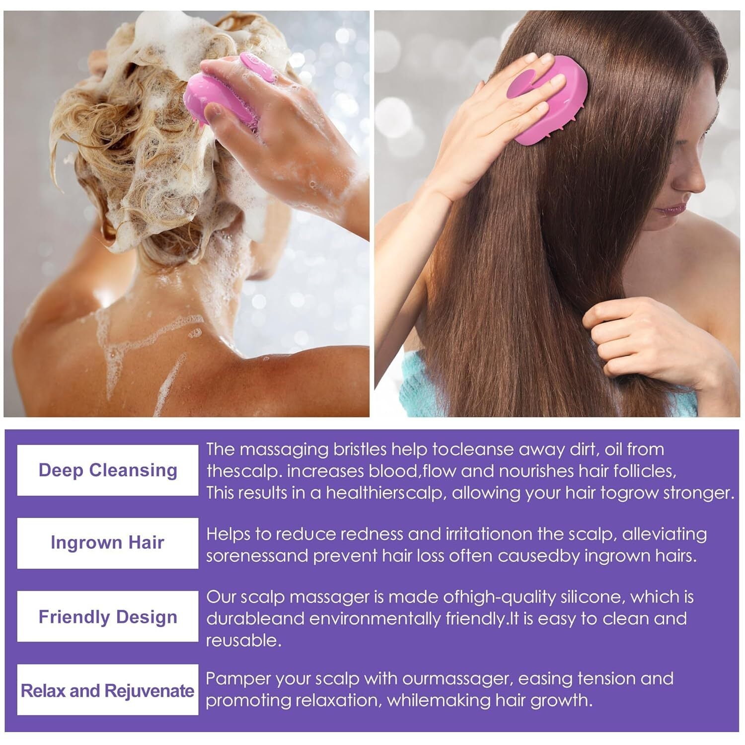 Rosemary Hair Growth Serum 2 Pack with Scalp Massager - Biotin, Argan Oil