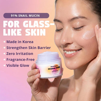 Moon Milk Snail Mucin Moisturizer Gel Cream (3.52 Oz) Korean Snail Mucin Serum Cream That Replenishes Moisture & Leaves Skin Brighter, Plumper, Soothed & Smooth