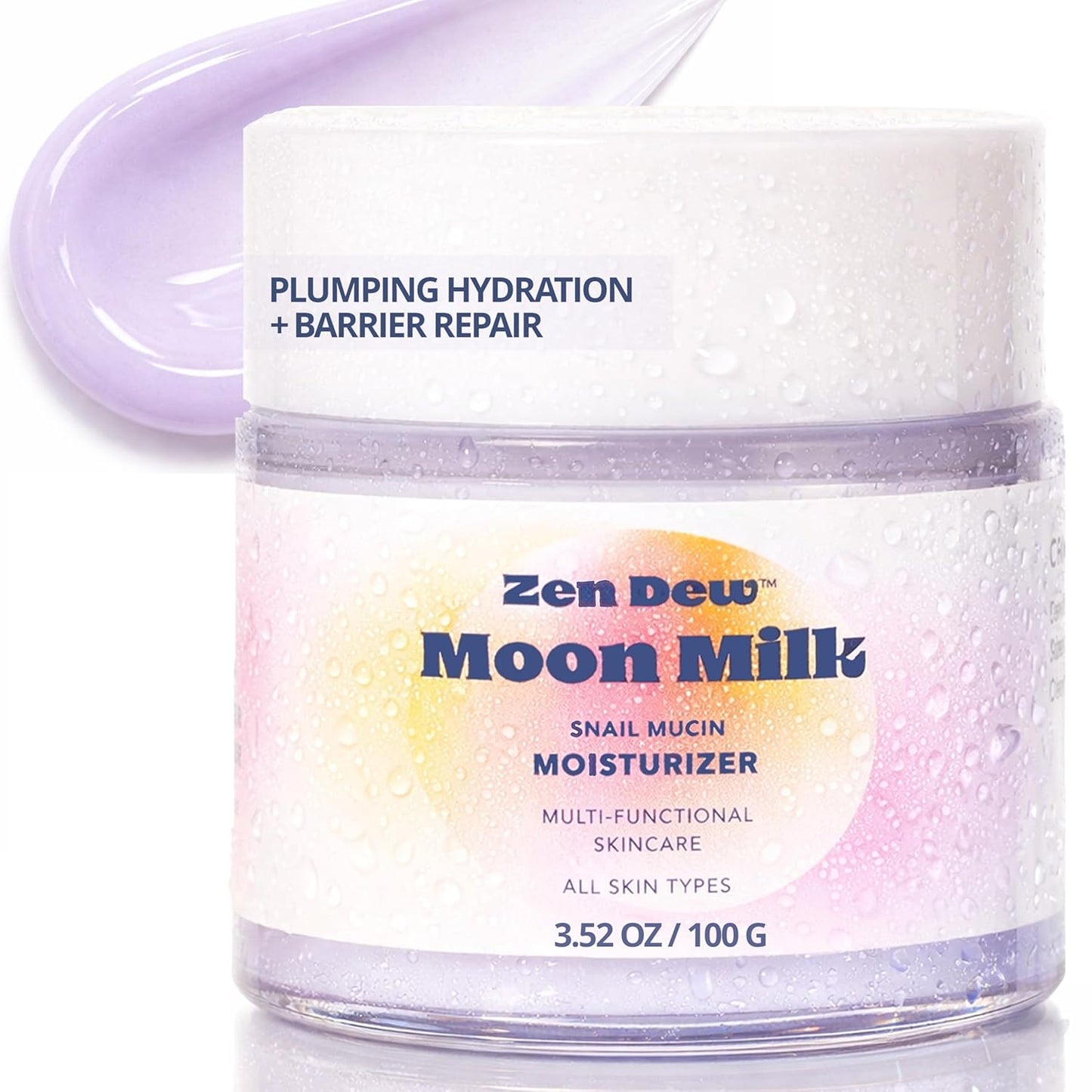 Moon Milk Snail Mucin Moisturizer Gel Cream (3.52 Oz) Korean Snail Mucin Serum Cream That Replenishes Moisture & Leaves Skin Brighter, Plumper, Soothed & Smooth