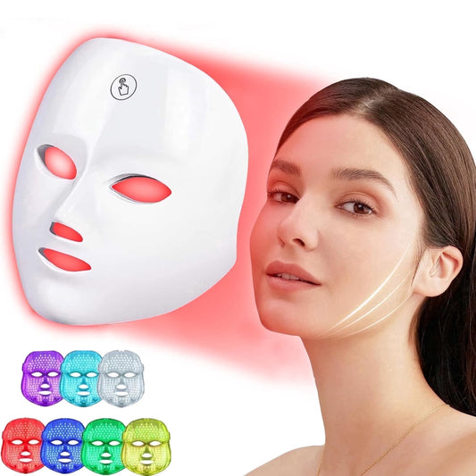 Red Light Mask for Face, 7-1 Colors LED Face Mask, Cordless Facial Mask at Home or Salon, Gift for Women