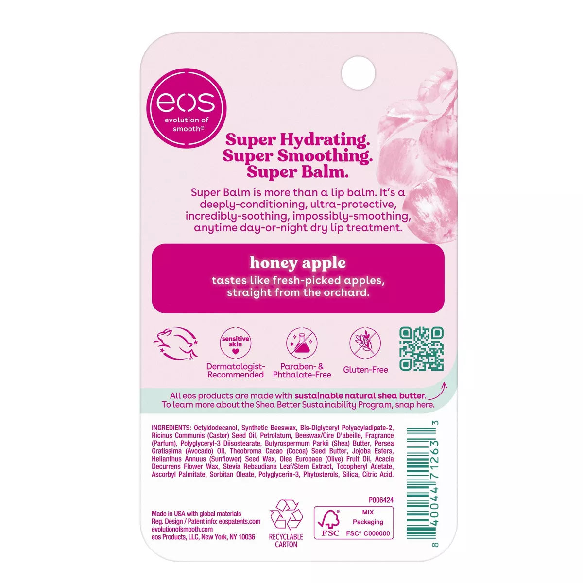 Eos 24H Moisture Super Balm - Honey Apple - 0.35 Fl Oz