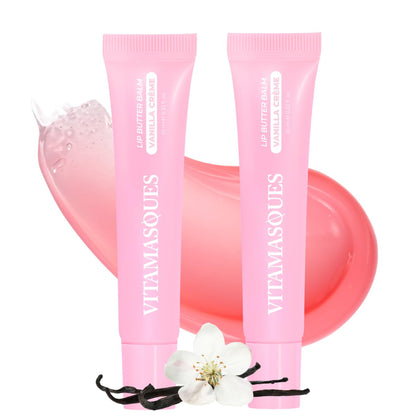Vitamasques Lip Butter Balm Vanilla Creme, Korean Lip Balm - Peptide Lip Treatment - Lip Balm Hydrating - Light Tinted Lip Balm - Made in Korea - 0.33 Fl.Oz