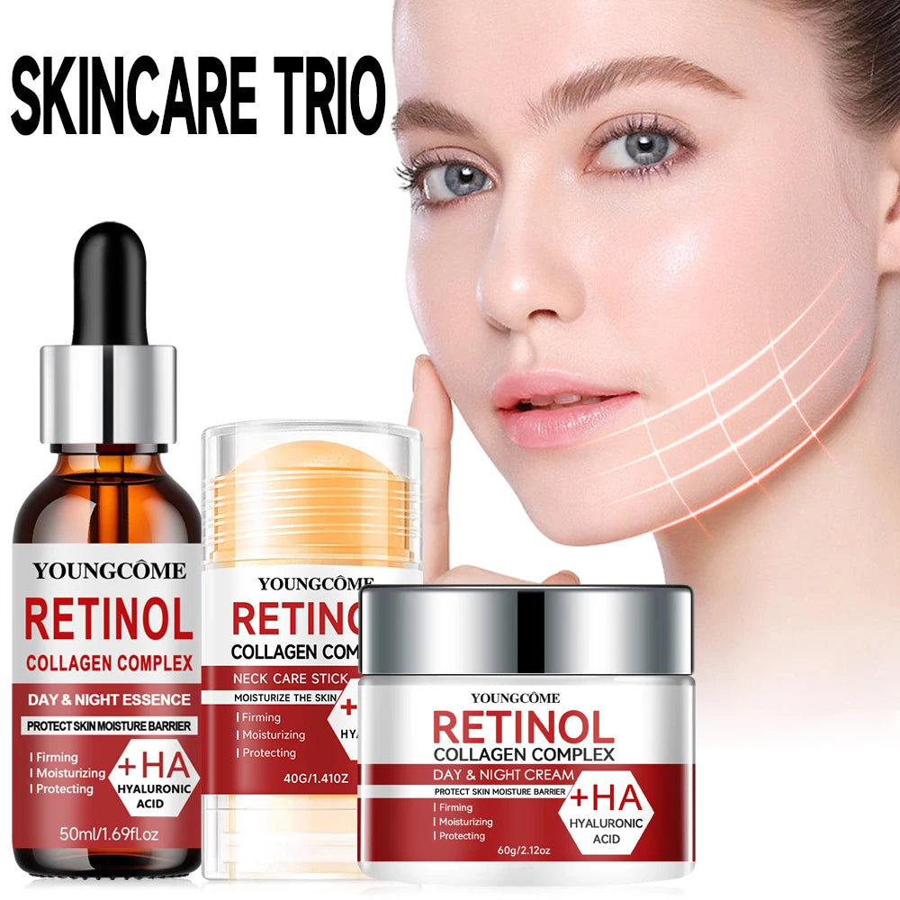 Neck and Face Set Night Cream for Women Anti Aging Retinol Anti Aging Face Lifting Nourishing Repair Collagen 3Set