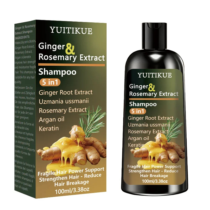 YUITIKUE Ginger & Rosemary Extract Shampoo 5-in-1: Intensive Nourish, Strengthen Hair, Reduce Breakage