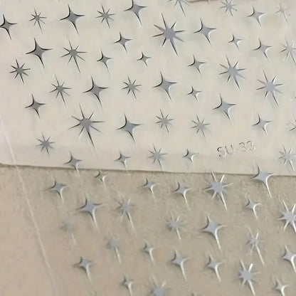 1pcs Golden 3D Metal Laser Starburst Nail Stickers Vibrant Y2K Nail Art Decorations for Manicure French Nail Art and DIY Nail