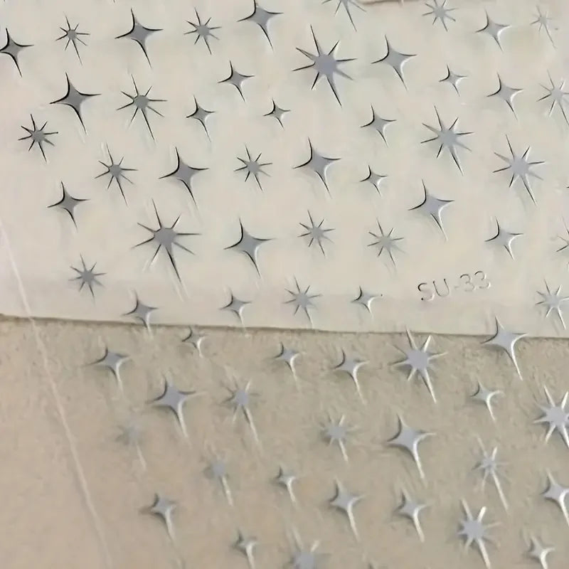 1pcs Golden 3D Metal Laser Starburst Nail Stickers Vibrant Y2K Nail Art Decorations for Manicure French Nail Art and DIY Nail