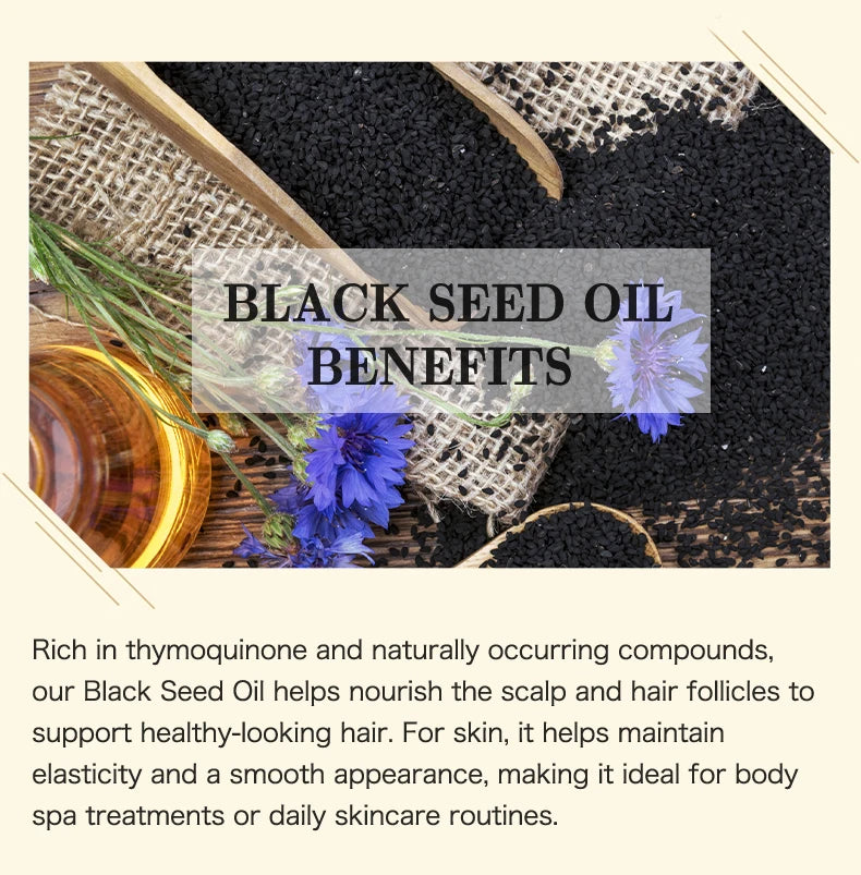 100ml Black Cumin Seed Oil For Hair Care Strengthen Conditions Scalp Cold Pressed Nourishes Nails Skin Hydration Body Massage