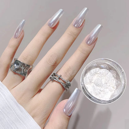 1jar Shiny Moonlight White Magic Mirror Nail Powder High Gloss Aurora Ultra-fine Nail Dust Pigment Super Bright Manicure Glitter