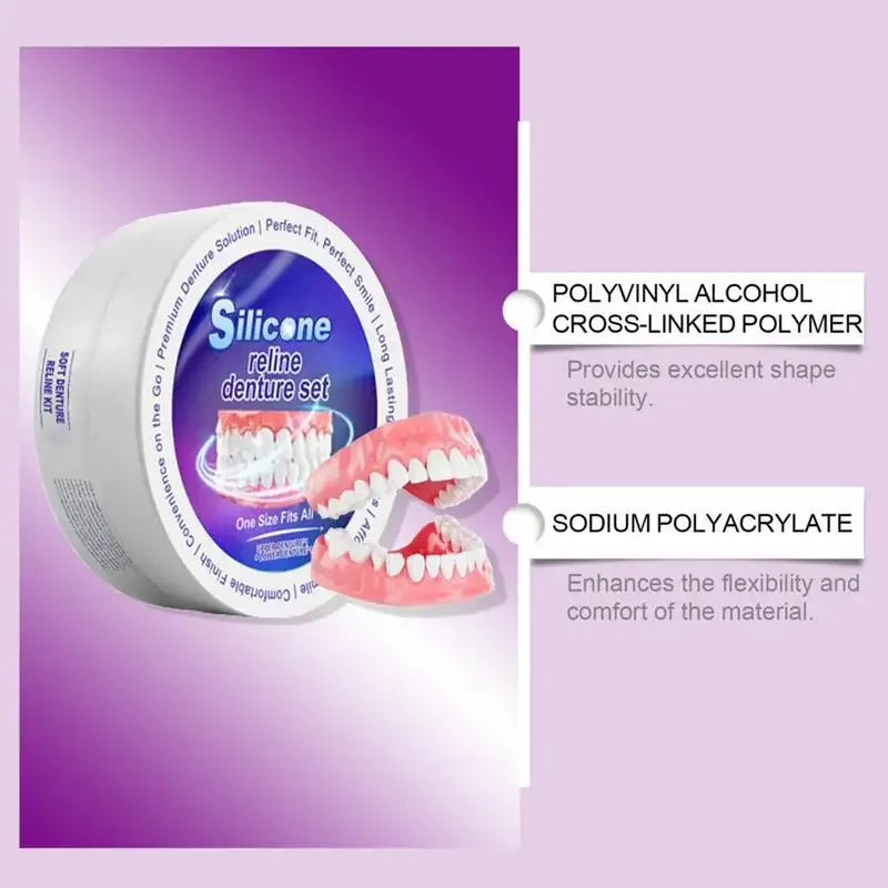 New Silicone Denture Set Temporary Orthodontic Teeth Fit Fake Teeth Oral Hygiene Care Whitening Simulation Braces for Daily Use