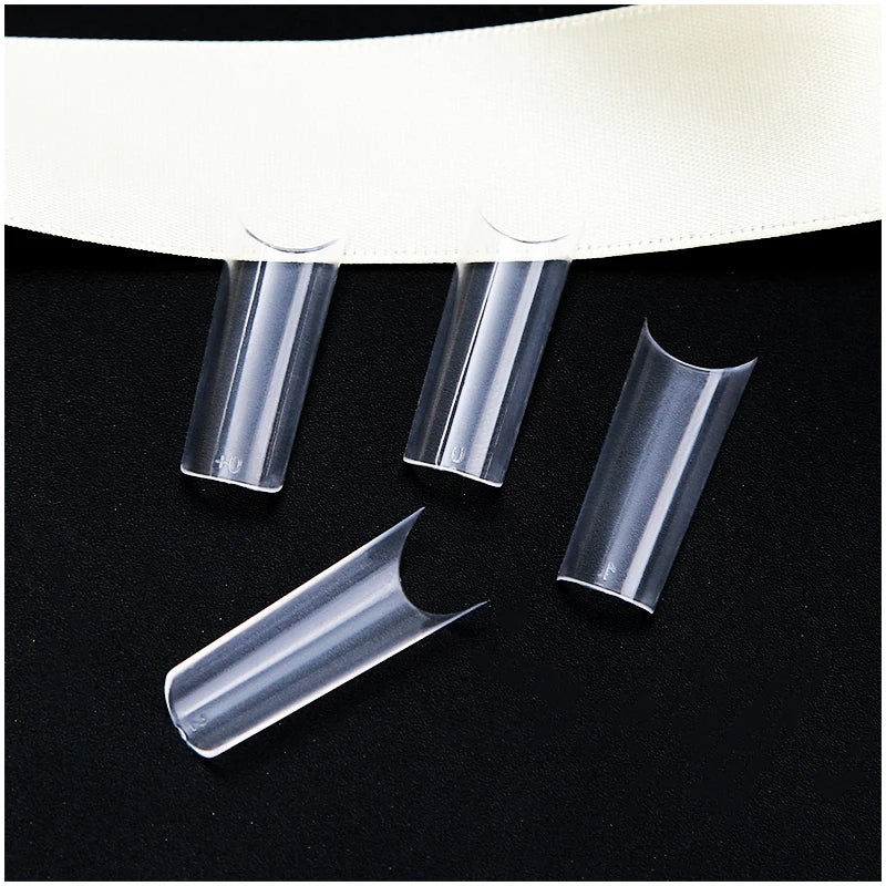 500/550pcs Water Pipe Square Shape Tips For Acrylic False Nail,XL Clear/Nature Half Cover False Nail Tips Extensions Capsules