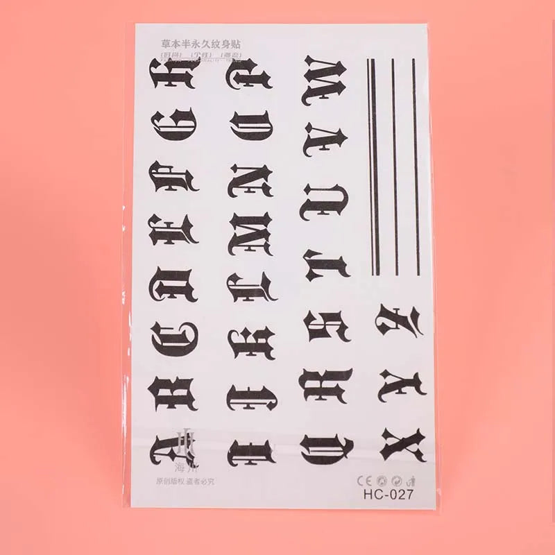 Long-lasting waterproof tattoo stickers simulated non-reflective temporary tattoo English pattern finger arm fake tattoo