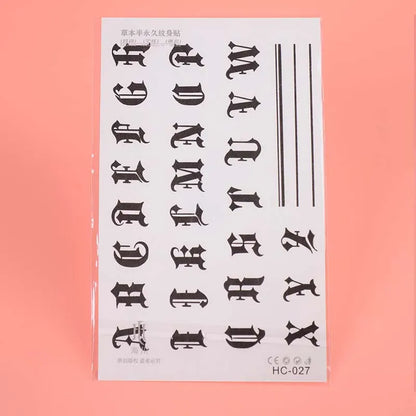 Long-lasting waterproof tattoo stickers simulated non-reflective temporary tattoo English pattern finger arm fake tattoo