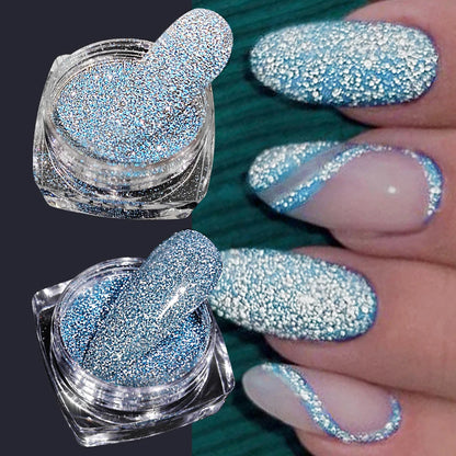 1 Jar Universal Laser Nail Glitter Holographic Powder Transparent Laser Magic Aurora Mirror Glitter UV Gel Pigment Dust