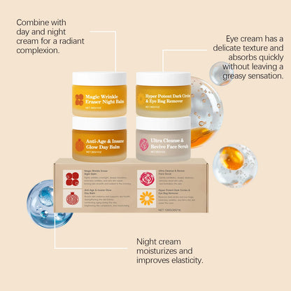 Day Night Skincare Set Firming Moisturizing & Skin Barrier Repair Cream Tightening Brighten Face Scrub Nourishing Eye Care Combo
