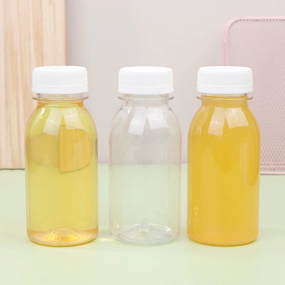 6Pcs 200ML Transparent Kids Water Bottle Plastic Juice Bottle PET Milk Beverage Bottle With Lid Portable Empty Water Bottles