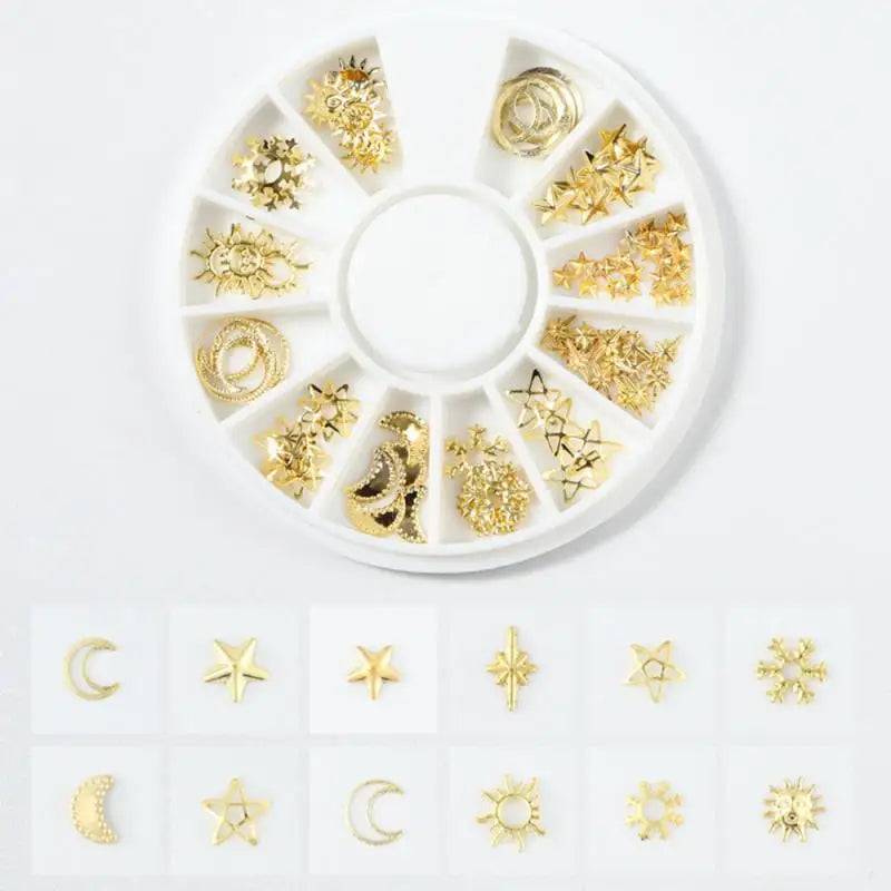 1 Jar Gold White Snowflake Christmas Nail Glitter Sequins 3D Snowflake Xmas Nail Winter DIY Decals Charms Nail Accessories Parts