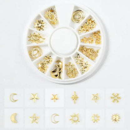 1 Jar Gold White Snowflake Christmas Nail Glitter Sequins 3D Snowflake Xmas Nail Winter DIY Decals Charms Nail Accessories Parts