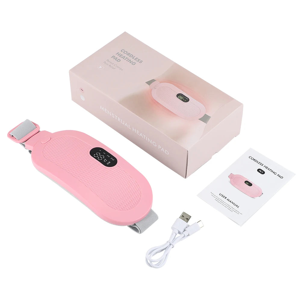 Heated Massage Warming Palace Belt Electric Period Cramp Massager for Menstrual Waist Stomach Abdominal Vibrating Heating Pad