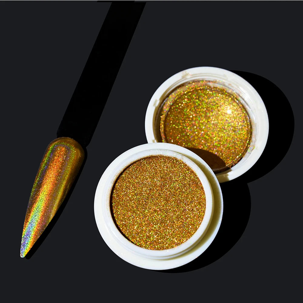 1 Jar Universal Laser Nail Glitter Holographic Powder Transparent Laser Magic Aurora Mirror Glitter UV Gel Pigment Dust