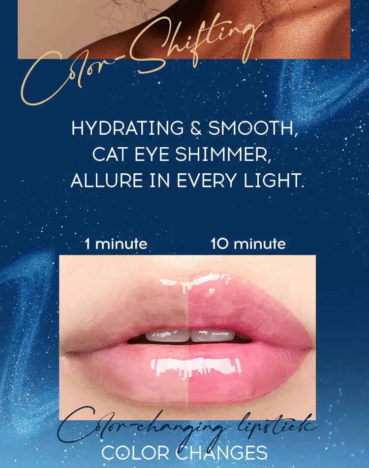 MLSMILE New Upgrade Cat Eye Temperature Change Thousands Of Colors Fine Glitter Non-Stick Cup Color Changing Lipstick