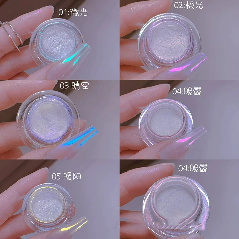 1jar Shiny Moonlight White Magic Mirror Nail Powder High Gloss Aurora Ultra-fine Nail Dust Pigment Super Bright Manicure Glitter