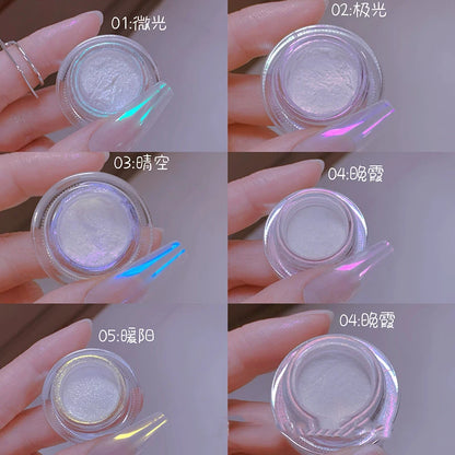 1jar Shiny Moonlight White Magic Mirror Nail Powder High Gloss Aurora Ultra-fine Nail Dust Pigment Super Bright Manicure Glitter