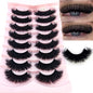 HBZGTLAD 5/8 Pairs of Natural Russian Striped Mink Lashes 3D False Lashes Volume Wavy False Lashes Eyelash Extensions Makeup