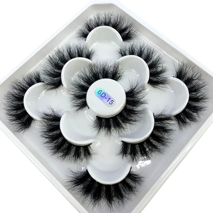 HBZGTLAD 5/8 Pairs of Natural Russian Striped Mink Lashes 3D False Lashes Volume Wavy False Lashes Eyelash Extensions Makeup