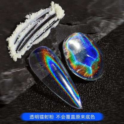 1 Jar Universal Laser Nail Glitter Holographic Powder Transparent Laser Magic Aurora Mirror Glitter UV Gel Pigment Dust