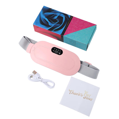 Heated Massage Warming Palace Belt Electric Period Cramp Massager for Menstrual Waist Stomach Abdominal Vibrating Heating Pad