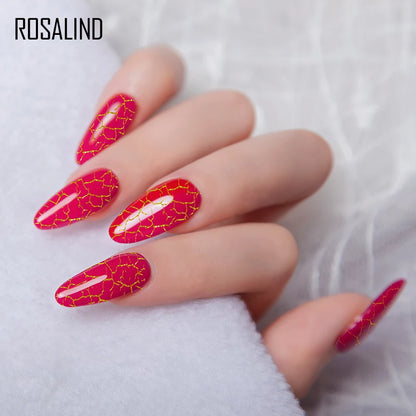 ROSALIND 12 Colors Crackle Gel Nail Polish Cracking Nail Lacquer Quick Drying Nail Art Gel For UV Semi Permanent Base Top Coat