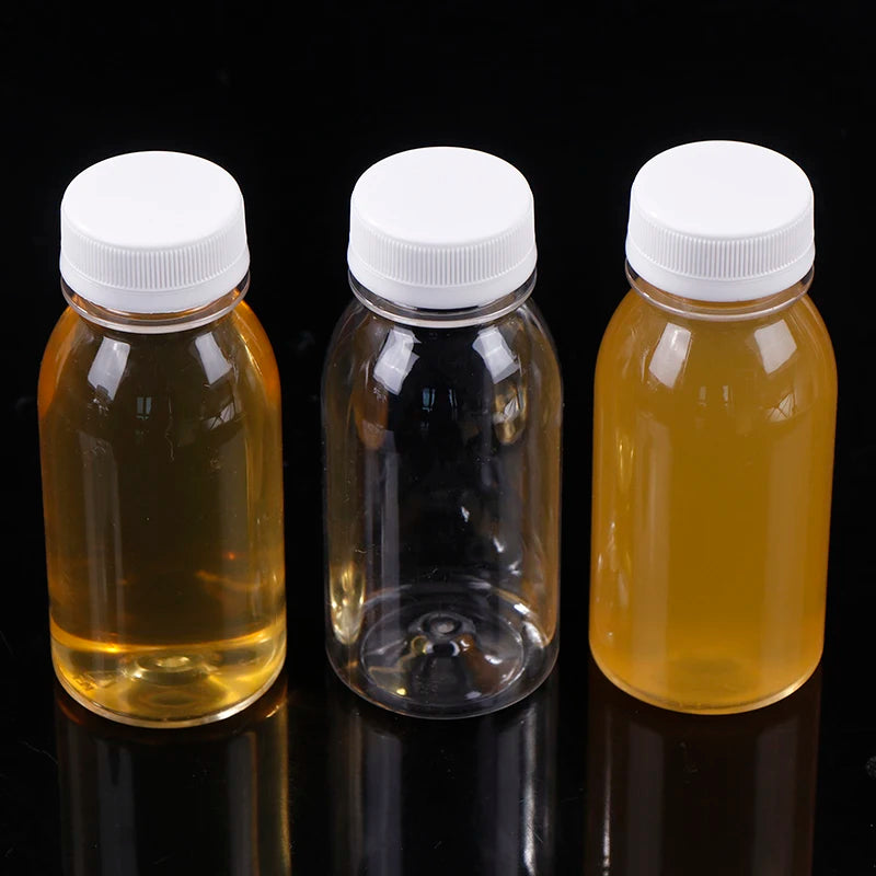 6Pcs 200ML Transparent Kids Water Bottle Plastic Juice Bottle PET Milk Beverage Bottle With Lid Portable Empty Water Bottles