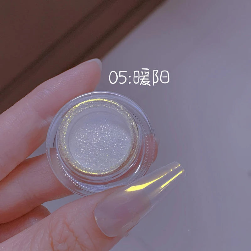 1jar Shiny Moonlight White Magic Mirror Nail Powder High Gloss Aurora Ultra-fine Nail Dust Pigment Super Bright Manicure Glitter