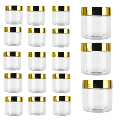 20pcs/lot 30/50/60/80mlStorage Jars With Gold Lids Round Canister Empty Plastic Cosmetic Jars Food Travel Bottle Pot