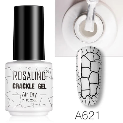 ROSALIND 12 Colors Crackle Gel Nail Polish Cracking Nail Lacquer Quick Drying Nail Art Gel For UV Semi Permanent Base Top Coat