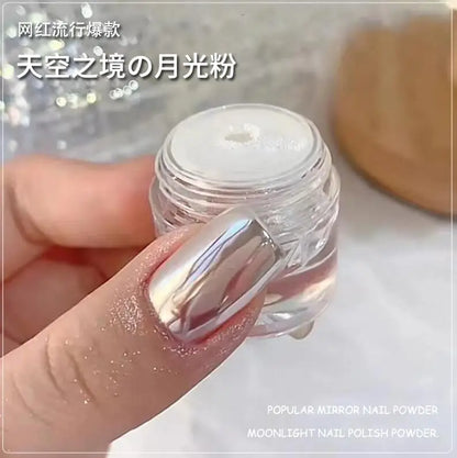 1jar Shiny Moonlight White Magic Mirror Nail Powder High Gloss Aurora Ultra-fine Nail Dust Pigment Super Bright Manicure Glitter