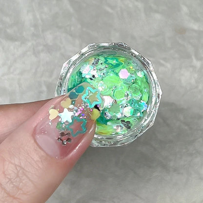 1Pc Mixed Shapes Sparkle Nail Glitter Sequins Polish Star Heart Hexagon Nail Glitter 3D Decals For Nail Shining Decorations