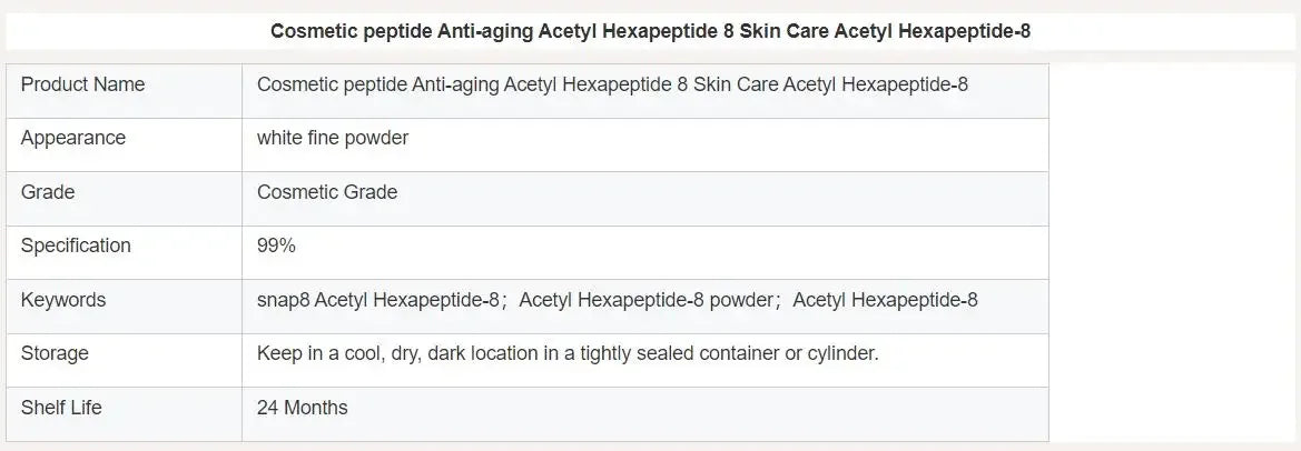98% Acetyl Hexapeptide-8 Cosmetic Anti-aging Skin Care