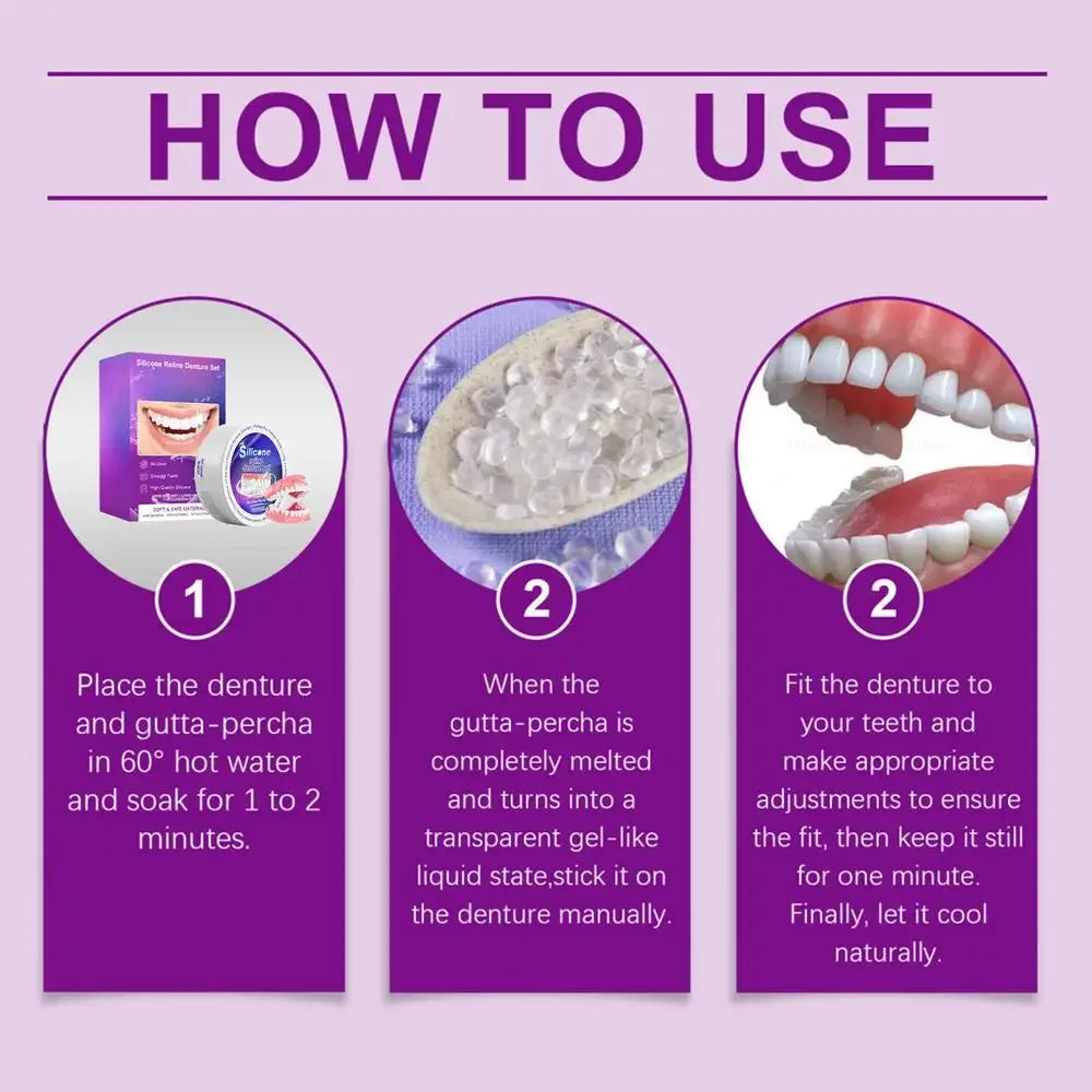 New Silicone Denture Set Temporary Orthodontic Teeth Fit Fake Teeth Oral Hygiene Care Whitening Simulation Braces for Daily Use