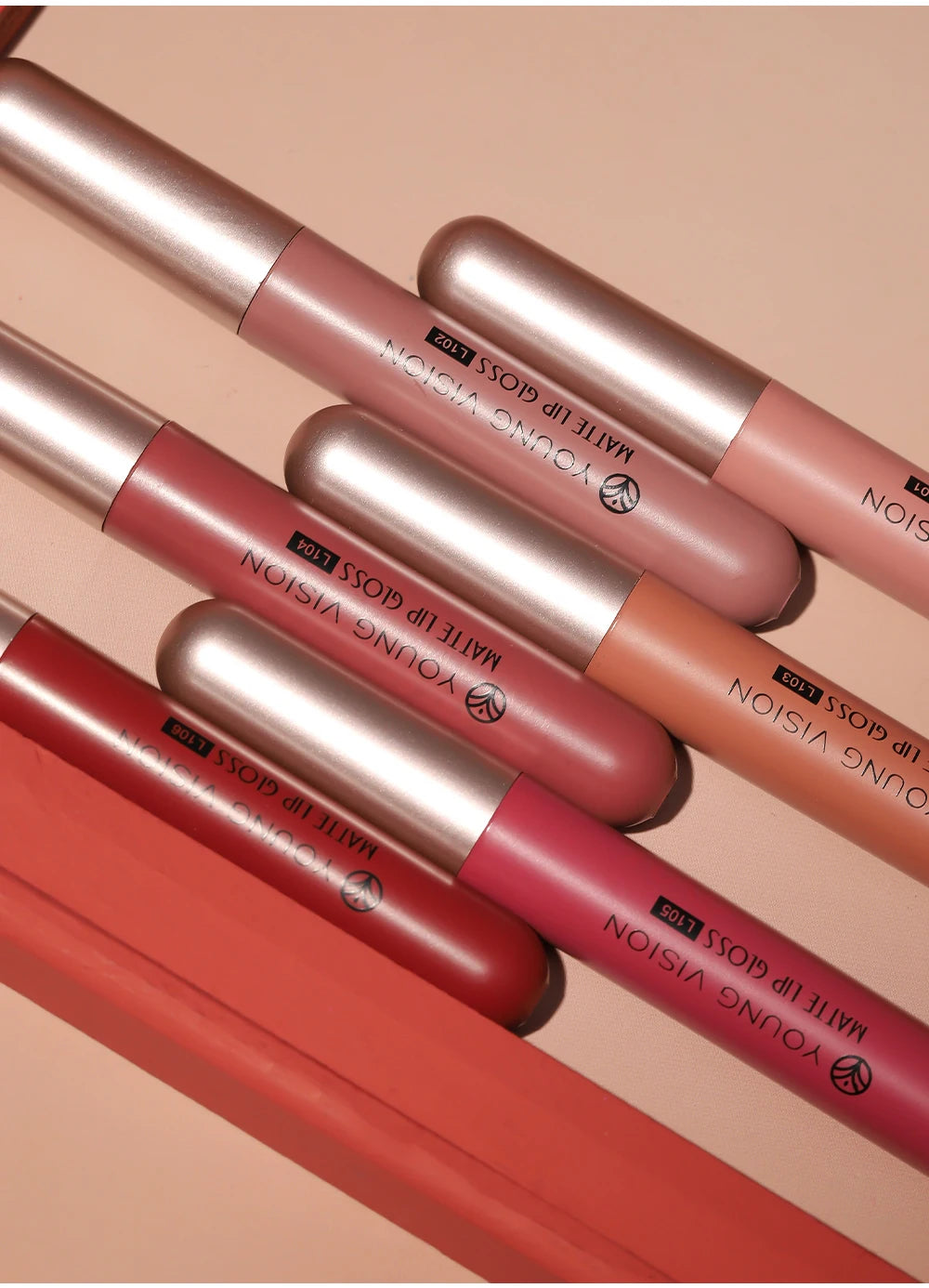 YOUNG VISION 6Pcs/Set Matte Velvet Lipgloss Waterproof Long-Lasting Liquid Lipstick for Flawless Makeup