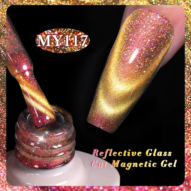BORN PRETTY Sparkling Glass Bead Cat Magnetic Gel Nail Polish Flash White Spar Red Color Semi Permanent Soak Off UV Gel Varnish