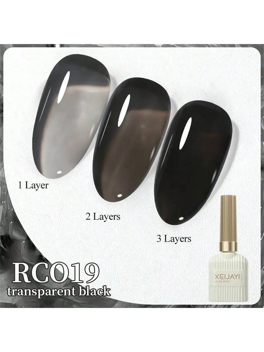 XEIJAYI 1Pc 15Ml Black Gel Nail Polish, All Seasons Nail Art, Soak Off Led Gel Nail Polish, Diy Home Salon Manicure,Nail Gifts
