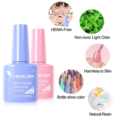 Venalisa 7.5ml HEMA FREE TPO FREE Full Coverage Soak Off UV LED Gel Polish Semi Permanent Nail Varnish Long Wear Gel Lacquer