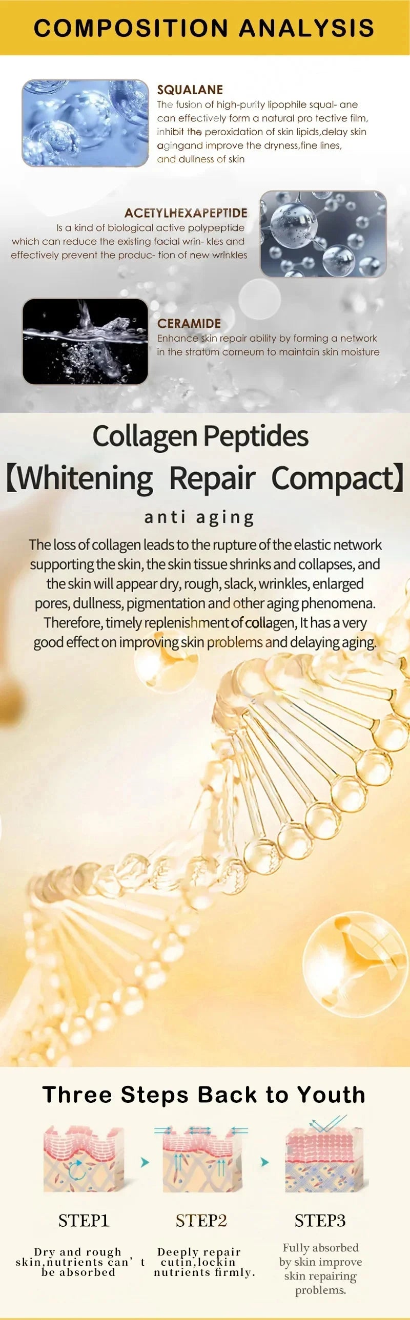 Firming Facial Serum Anti-Wrinkle Anti-Aging Remove Fine Lines Crow's Feet Fade Spots Whitening Brightening Skin Care Essence